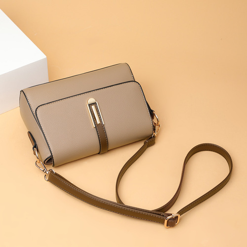 Small square bag for women  new fashion soft leather women's shoulder crossbody bag solid color high-end texture middle-aged mother bag