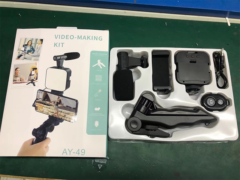 Red transfronteriza de Internet transmisión en vivo luz de relleno micrófono luz de cámara de mano escritorio inalámbrico luz de transmisión en vivo juego de volg