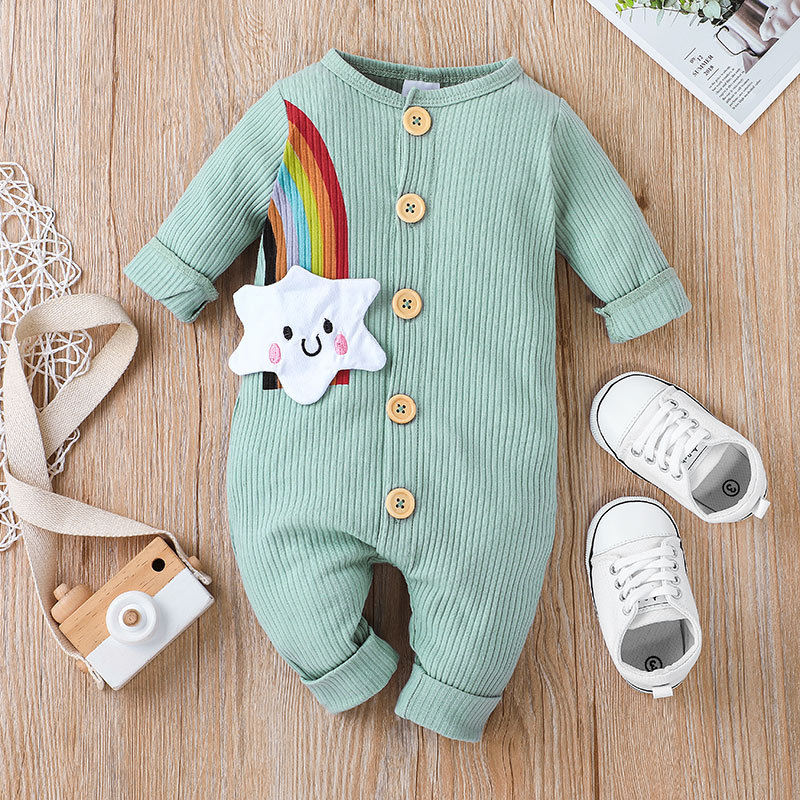 Frühlings- Und Herbst-baby-niedlicher Regenbogen-langarm-einteiler-strampler display picture 2