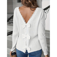 Y 12842 Lace paneled hollow sweater �ٽzƴ���U��ë�����uͨ��