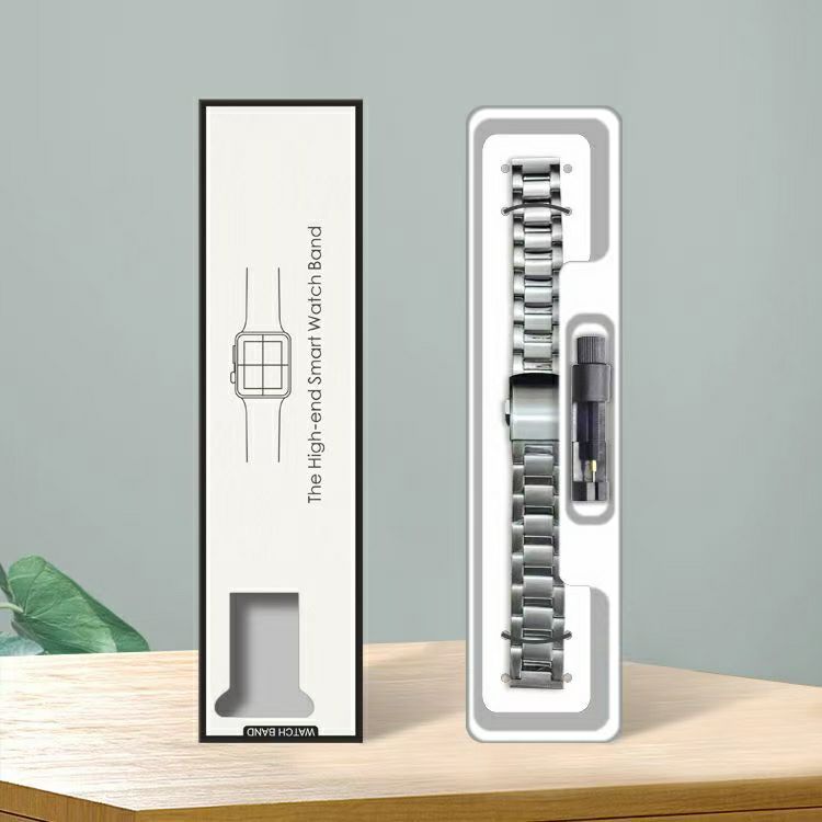 适用苹果手表表带包装盒通用型硅胶米兰网带吸塑开窗彩盒拆表器盒