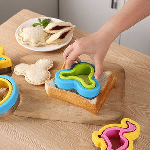 Stainless Steel Cartoon Sandwich Cutting Mold Dinosaur Sandwich Bread Hedge Mold Heart Pocket Toast Sealing Cutter