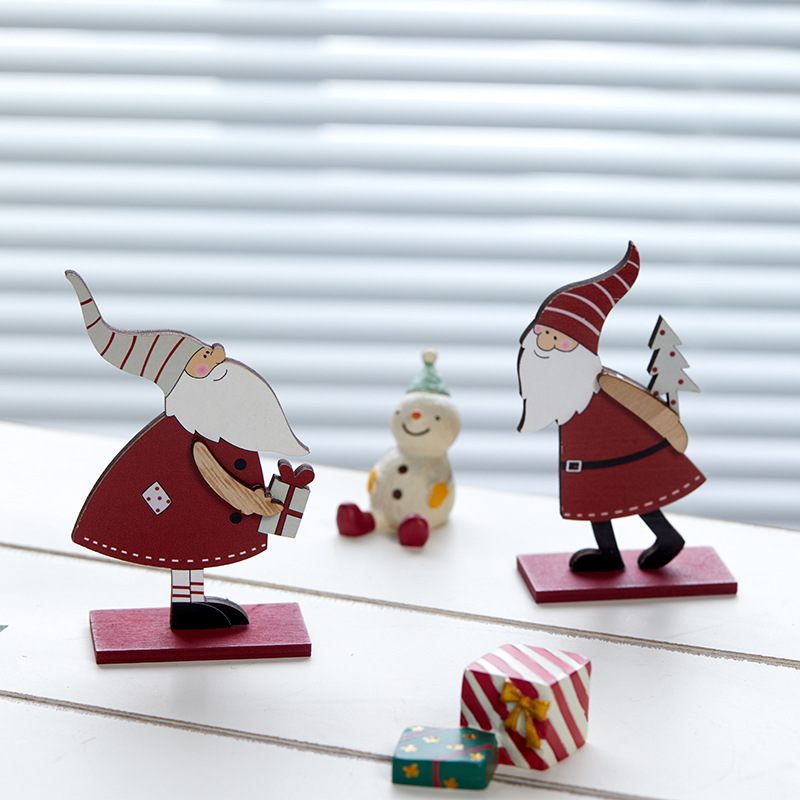 Nuevos productos transfronterizos de venta en caliente decoración de madera de Santa Claus decoración de escritorio de Navidad diseño dividido empaque bueno envío