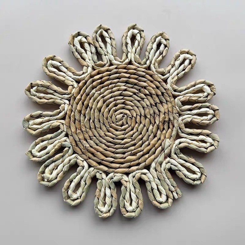 Juego de adornos de pared de paja tejido de paja tejido a mano hierba de calabaza hierba colgante de piel de maíz colgante de pared folklore bohemio