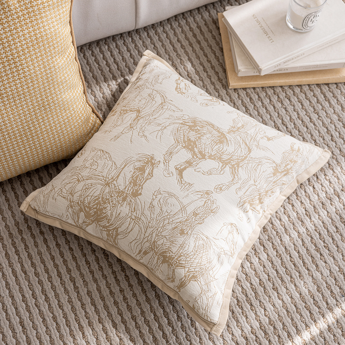 Almohada Jacquard de Chenille ligera estilo francés sala de estar sofá decoración cojín sala de patrones de hotel al por mayor cojín funda