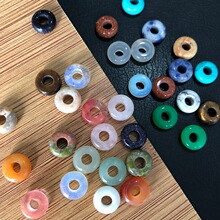 大孔扁珠5mm×10mm×4mm天然水晶玛瑙玉石 算盘珠DIY手绳饰品配珠