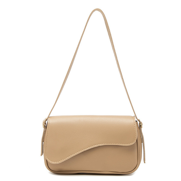 Solid color crooked polyurethane one-shoulder bag