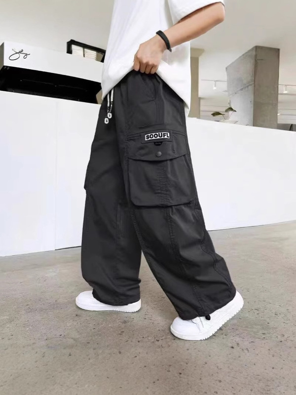 男の子用ワークパンツ 春秋物 2025年新作 子供用パンツ ゆったりカジュアルパンツ 中高生向けツイルスポーツパンツ|undefined