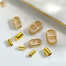 铜镀18K金猪鼻子8字扣内置硅胶手工皮绳手链可双向调节手链连接扣