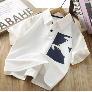 Boys' Short-Sleeved Polo Shirt Summer Wear 2025 New Kidsren's Thin Sweatshirt Half-Sleeved Boy's Fashion T-Shirt Trendy