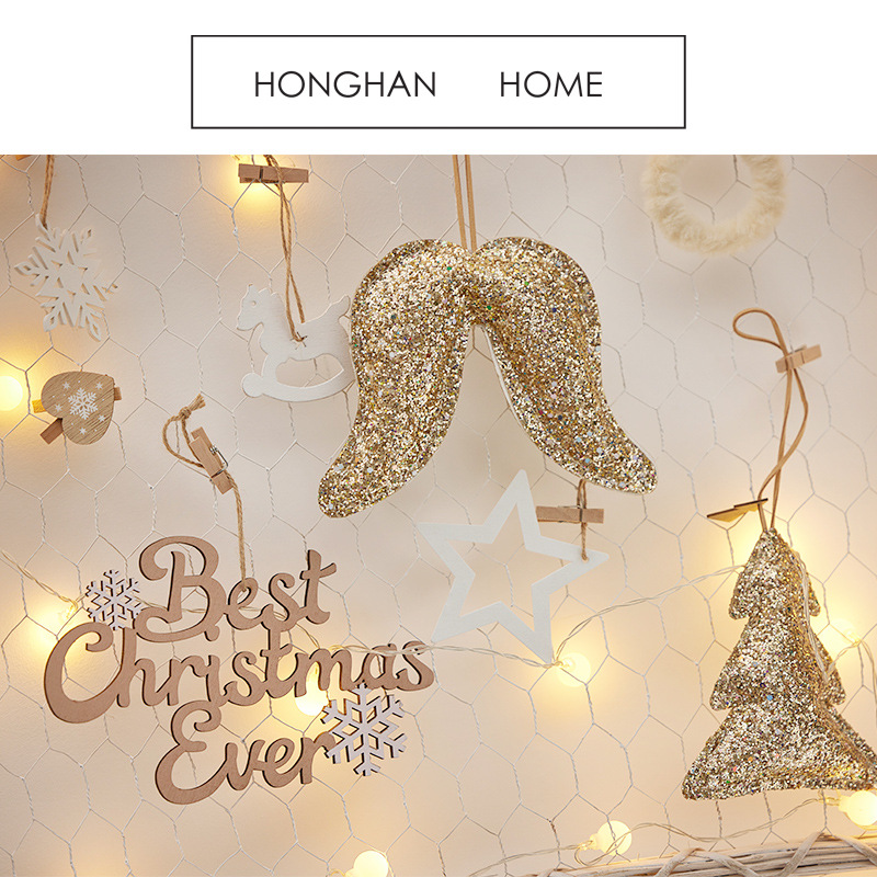 Decoraciones de Navidad transfronterizas de madera, diseño de lámparas de pared domésticas de Navidad, colgantes de material DIY, paquetes de viento creativos