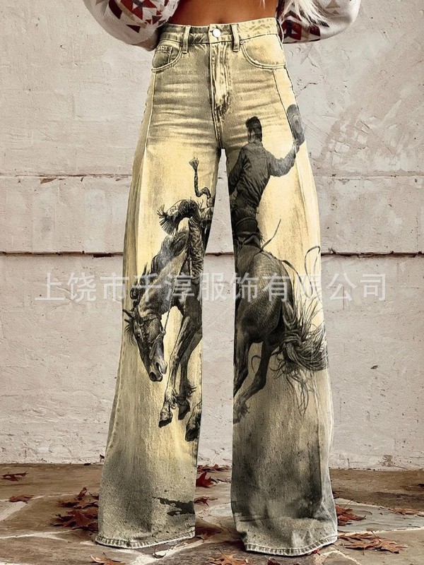 スポット卸売人気独立系サイト Xiyin AliExpress ヨーロッパとアメリカの貿易大きいサイズの女性のカジュアルパンツ薄い模造ジーンズ|undefined