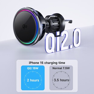 The new Qi2-S21G magnetic car wireless charger for Apple 16LED colorful lights mobile phone holder