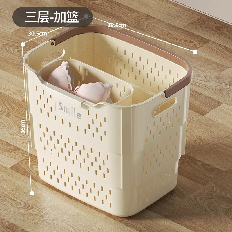 折り畳み可能な洗濯かご家庭用洗濯かごトイレの高颜値軽贅沢収納かごは洗濯収納桶に置くことができる|undefined