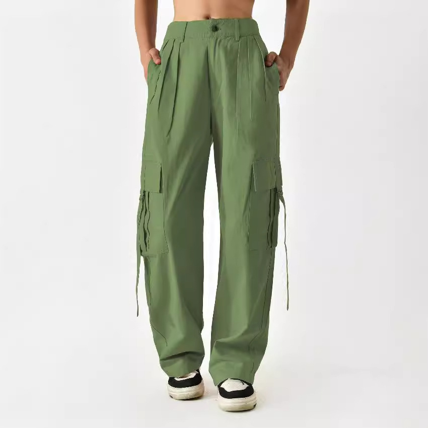Pantalones de Trabajo Holgados para Mujer de Algodón, Corte Recto, Con Correas, para Estilo Urbano