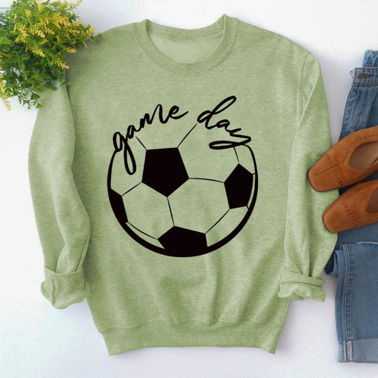 Amazon suéter simple cuello redondo en stock europeo y americano Top manga larga día juego impreso Loose comercio exterior