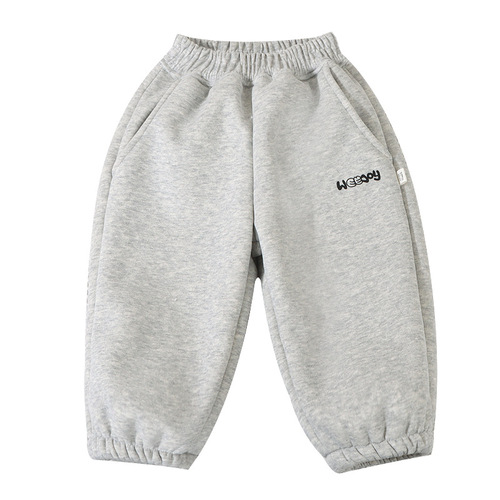 Winter A-Class Children's Warm Cotton Pants for Boys and Girls, Babies, Thick Leisure Stylish One-Piece Fleece Waist Guard Pants