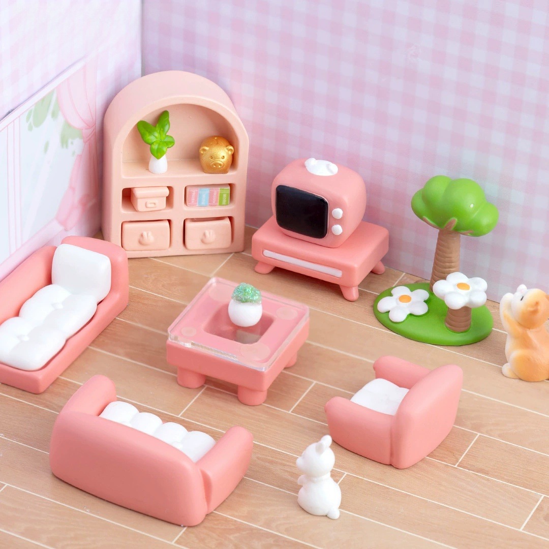 Creative Doll House Living Room Sofa Furniture Kitchen Bathroom Supplies Micro Landscape DIY Decorations Accessories Small Pendulum
