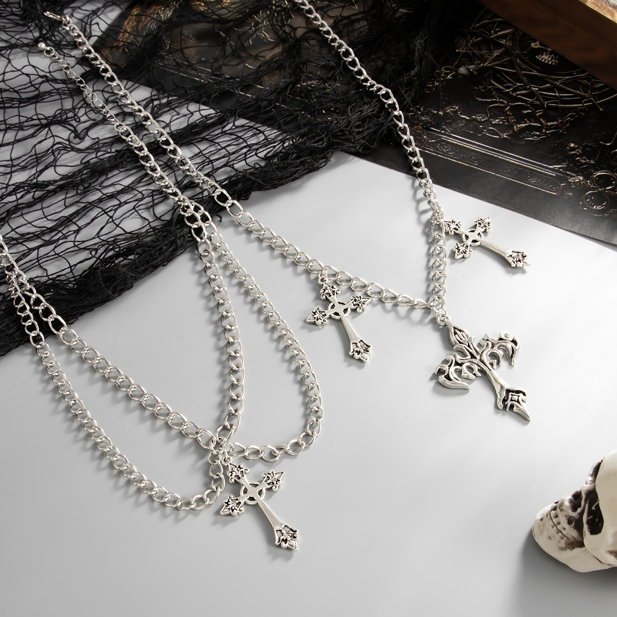 54g Weight Iron Pendant Material Layered Necklaces Classification Iron Chain Material 1 Piece Quantity Weekend Occasion Iron, Zinc alloy Material Cross Pattern Women's Gender Simple Style, Classic Style Style Dark Punk Cross Pendant Necklace Set For Women Exaggerated Stacking Cool Sweet Clavicle Chain Jewelry Geometric Pattern Alloy Zinc 25