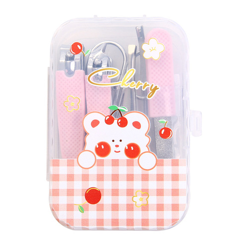 Korean style ins nail clipper 7-piece set cartoon pattern boxed stainless steel nail clipper manicure nail clipper set