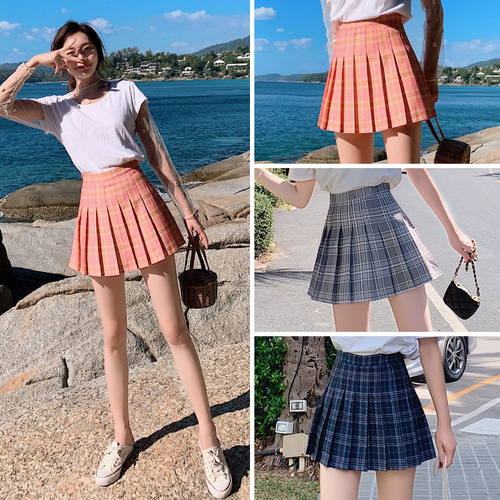 plaid jk college style pleated skirt for women girls mini skirts female student japanese uniforms Y2K Style High Waist Pleated Skirts 