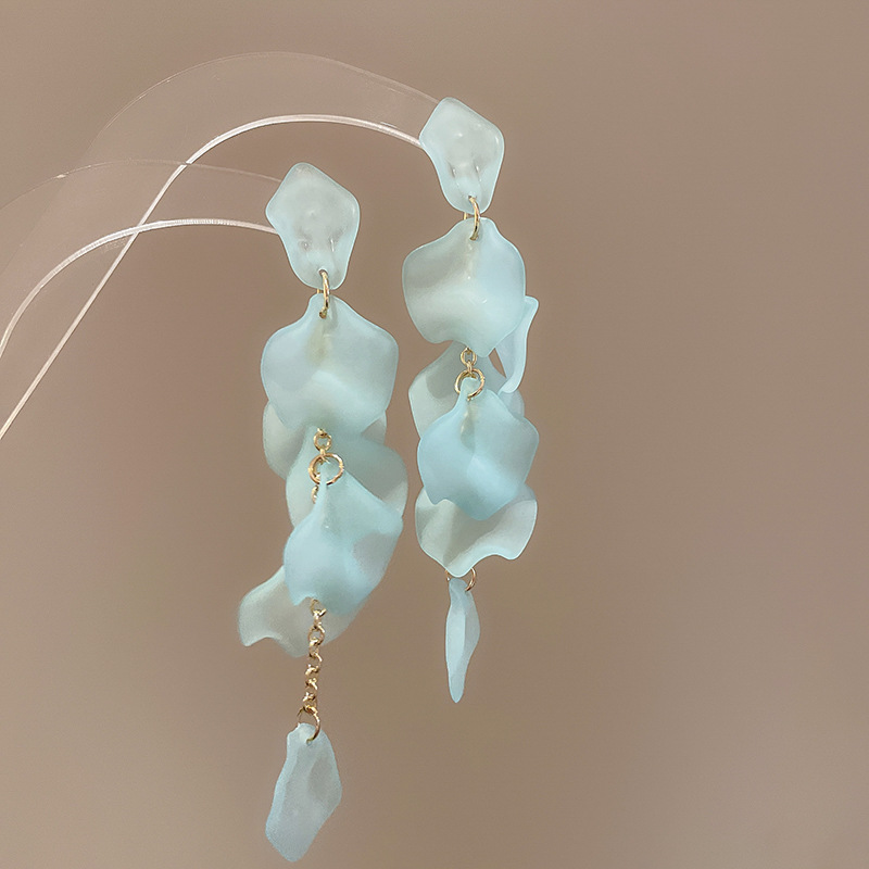 Pendientes de borla de flor de acrílico con aguja de plata Pendientes de temperamento fresco pequeño transfronterizo Pendientes de moda de alta gama Mujeres