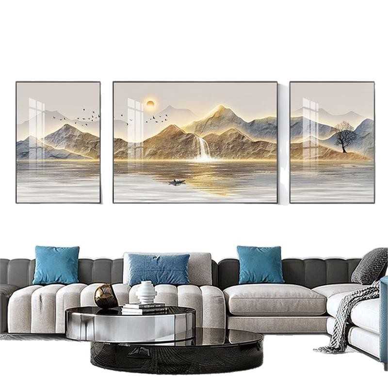 ソファ高級トリプティク雰囲気装飾絵画モダンなリビングルームの新しい背景壁シンプルな吊り絵画ライト高級意味良い|undefined