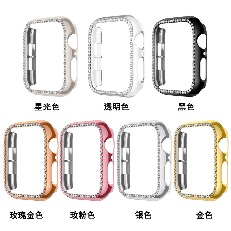 Suitable for Apple iWatch 45678910 11 Se Uitra Watch Protective Case Electroplated Single Row Diamond Cut Out Style Suitable for Apple iWatch 45678910 11 Se Uitra Watch Protective Case Electroplated Single Row Diamond Cut Out Style