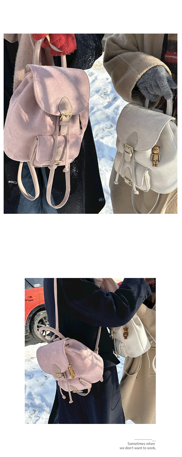 Women's Suede Backpack Versatile Casual Shoulder Bag For Women_voghion.com
