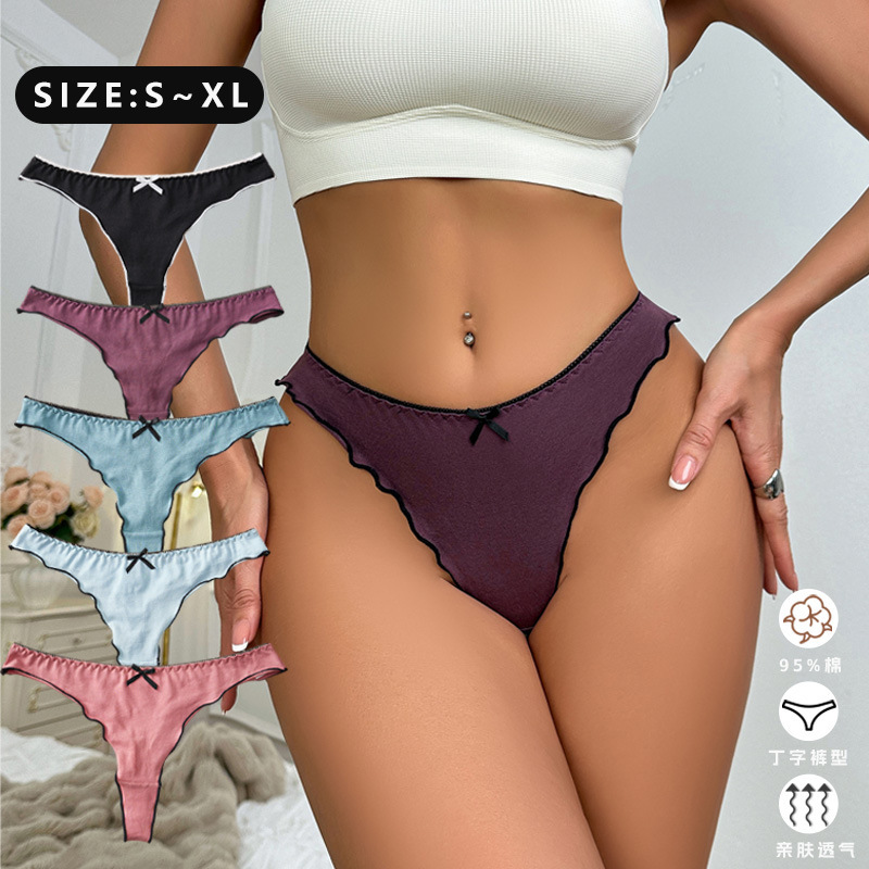 Cute Bow Fungus Edge Pure Sexy Women's Thong Girl's Thong Pure Cotton Women's Underwear Cute Bow Fungus Edge Pure Sexy Women's Thong Girl's Thong Pure Cotton Women's Underwear