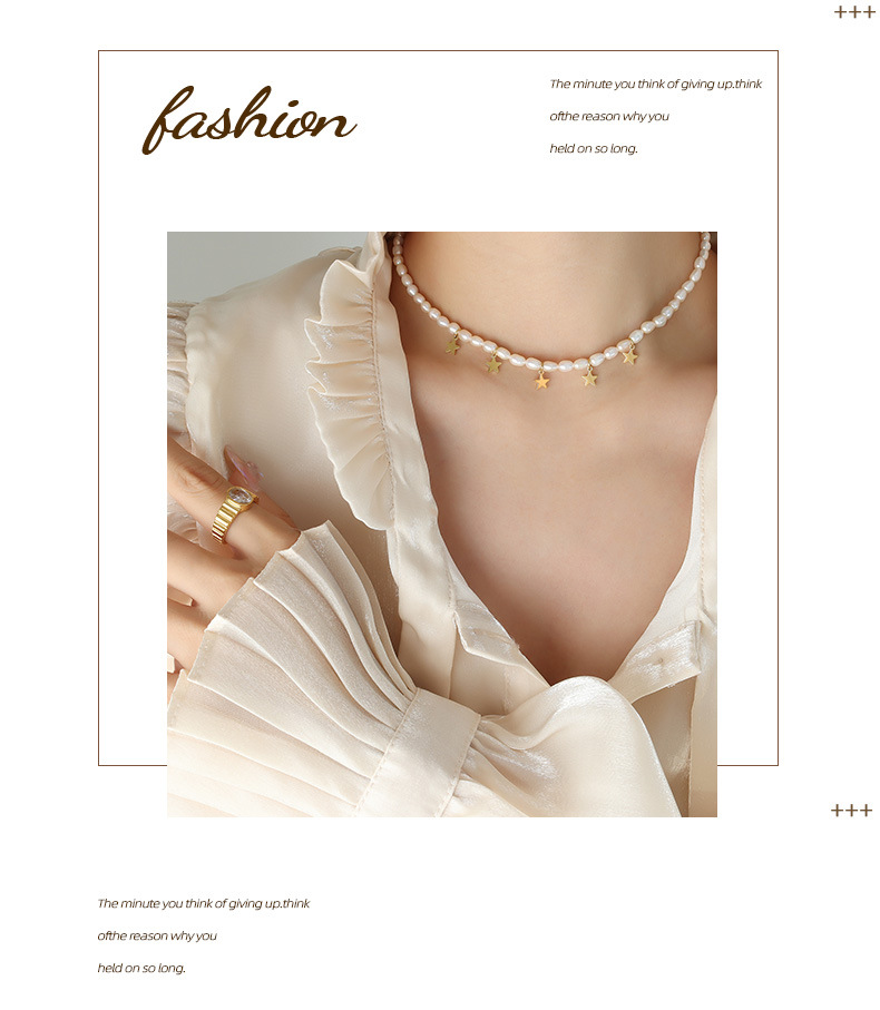 Baroque Style Star Titanium Steel Necklace Beaded Stainless Steel Necklaces