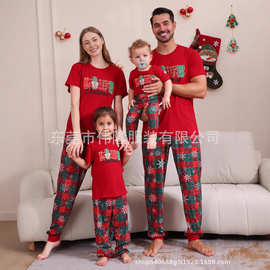 2024秋冬跨境欧美男童女童女装男装长袖长裤新款跨境圣诞家庭套装