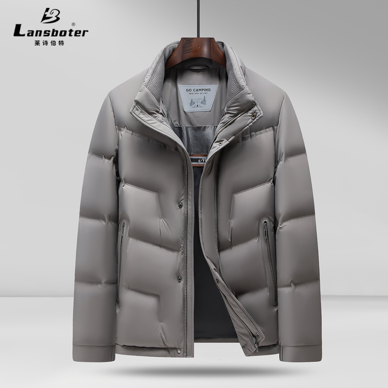Simple men's stand-up collar down jacket, filled with 90% new national standard duck down, anti-leakage, warm, casual winter down coat Simple men's stand-up collar down jacket, filled with 90% new national standard duck down, anti-leakage, warm, casual winter down coat
