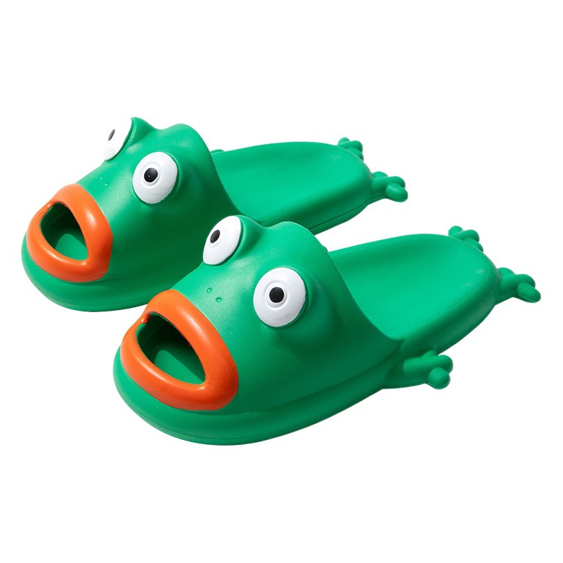 Qidan zapatos fábrica de comercio exterior zapatillas de verano de las mujeres en línea Celebrity ins moda divertida Rana interior casa zapatillas al aire libre