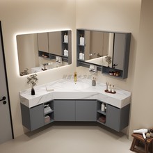 FY5E批发异型三角浴室柜组合轻奢智能实木橡木岩板无缝拼接