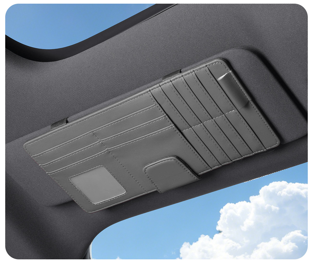 Car Sun Visor Storage Bag, Multifunctional Leather Card Holder, Glasses Holder, Bill Holder, Car Storage Box, Card Holder