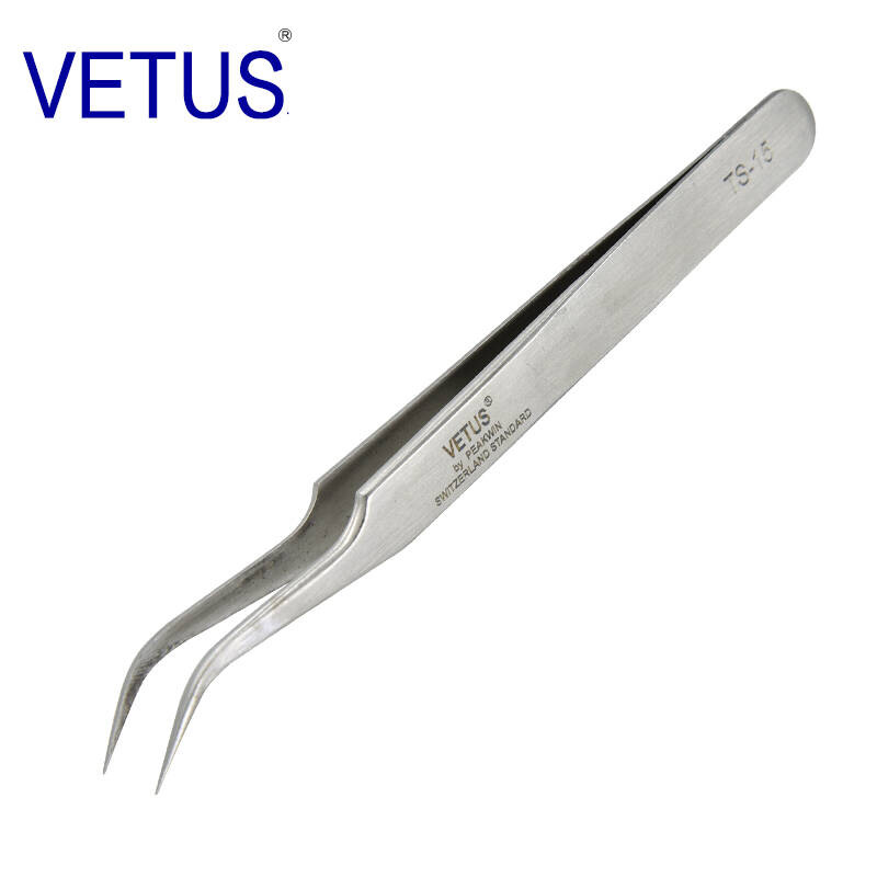 Anti-falsificación de productos genuinos VETUS TS Series anti-magnético anti-ácido y pinzas de acero inoxidable de álcali traje Nido de Pájaro recogiendo el pelo recto puntiagudo