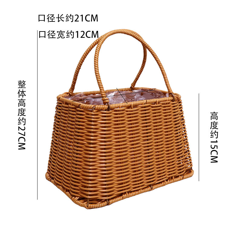 Cestas de mano tejidas a mano de plástico de caña decorativa flor seca canasta de flores portátiles canasta de regalos al por mayor