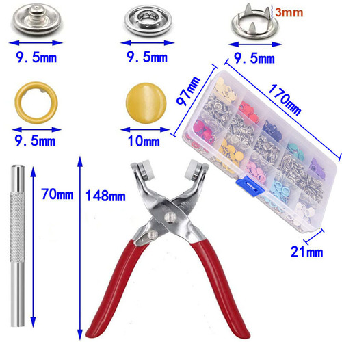 Hand-pressed sewing-free invisible five-prong buckle metal color five-prong buckle installation tool baby children's clothing button shirt button