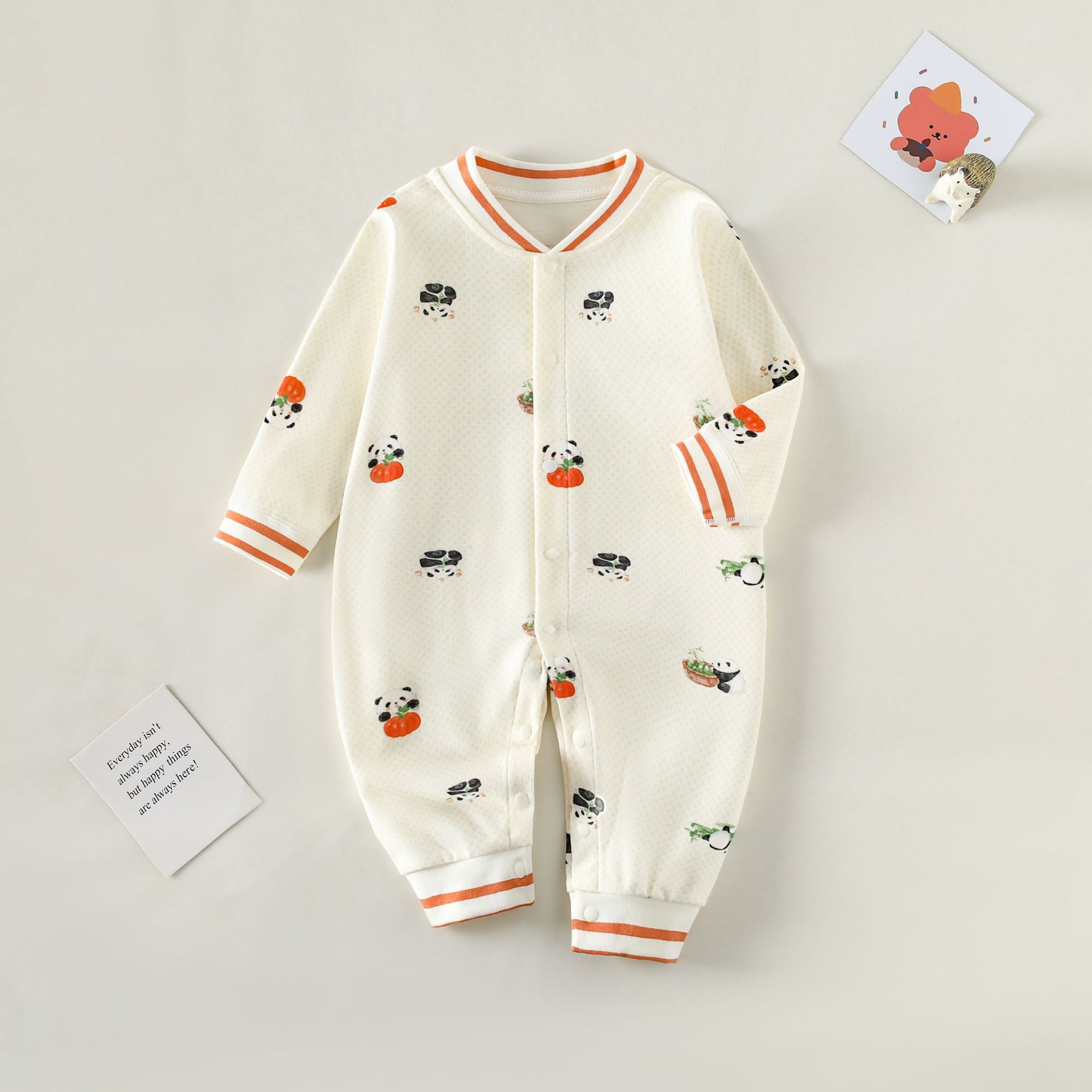 Baby Clothes Class a Spring & Fall Boneless Pure Cotton Buttoned Side-Buttoned Robe Belly-Protecting Crawling Suit Monk Suit Pajamas Jumpsuit