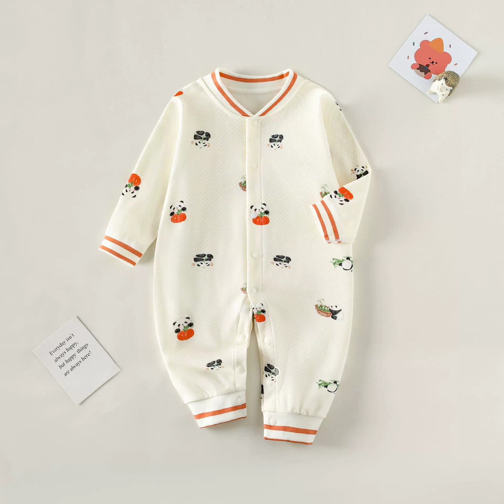 婴儿衣服a类春秋无骨纯棉对扣偏扣哈衣护肚爬服和尚服睡衣连体衣