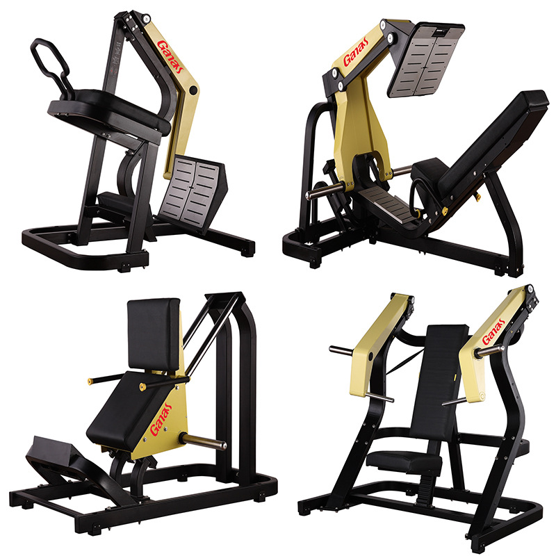 Equipo de gimnasio Bumblebee: máquina de press de pecho, polea de hombro, levantamiento de hombros en posición alta y baja, equipo de fuerza comercial completo.