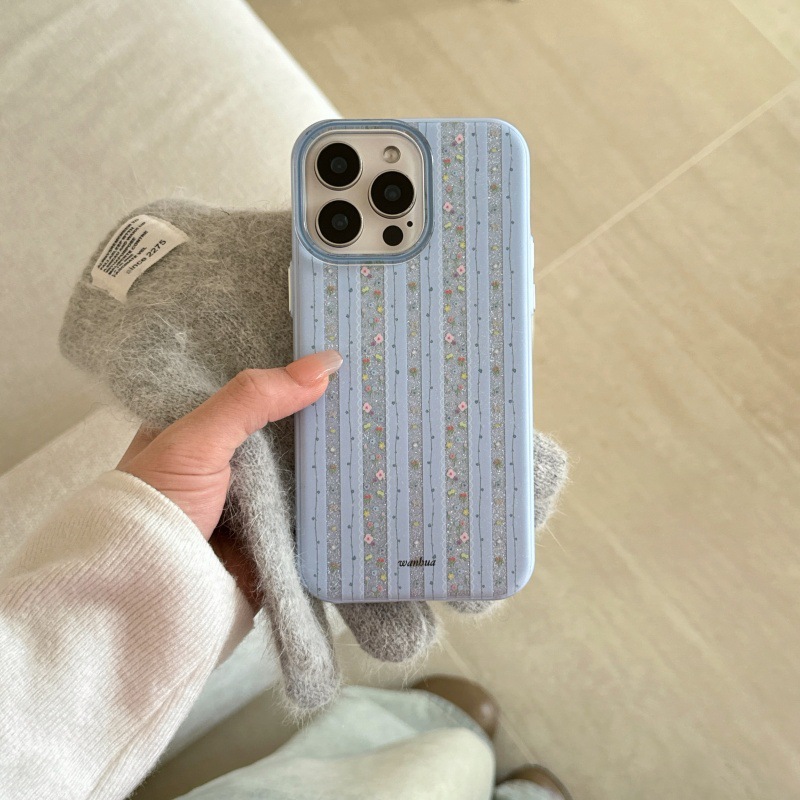 Funda para teléfono móvil iphone16ProMax/15 con rayas de brillo ins coreanos 14 Apple 13 estéreo 16