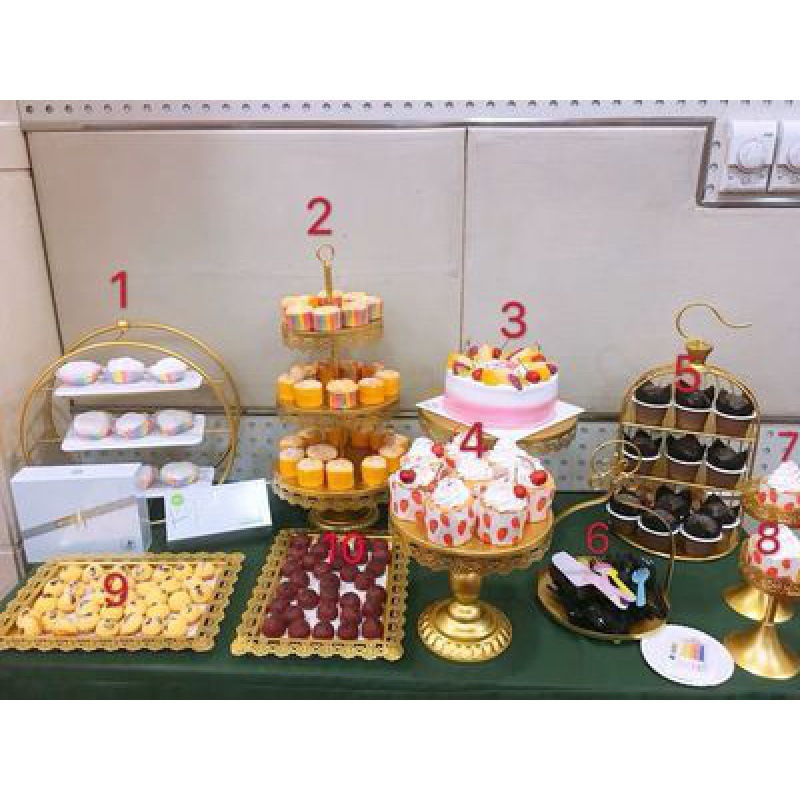 Estante de bocadillos de estilo europeo, tabla de postres, estante de exhibición, adornos de hierro forjado, estante de pastel de boda, set de 12 piezas image 18