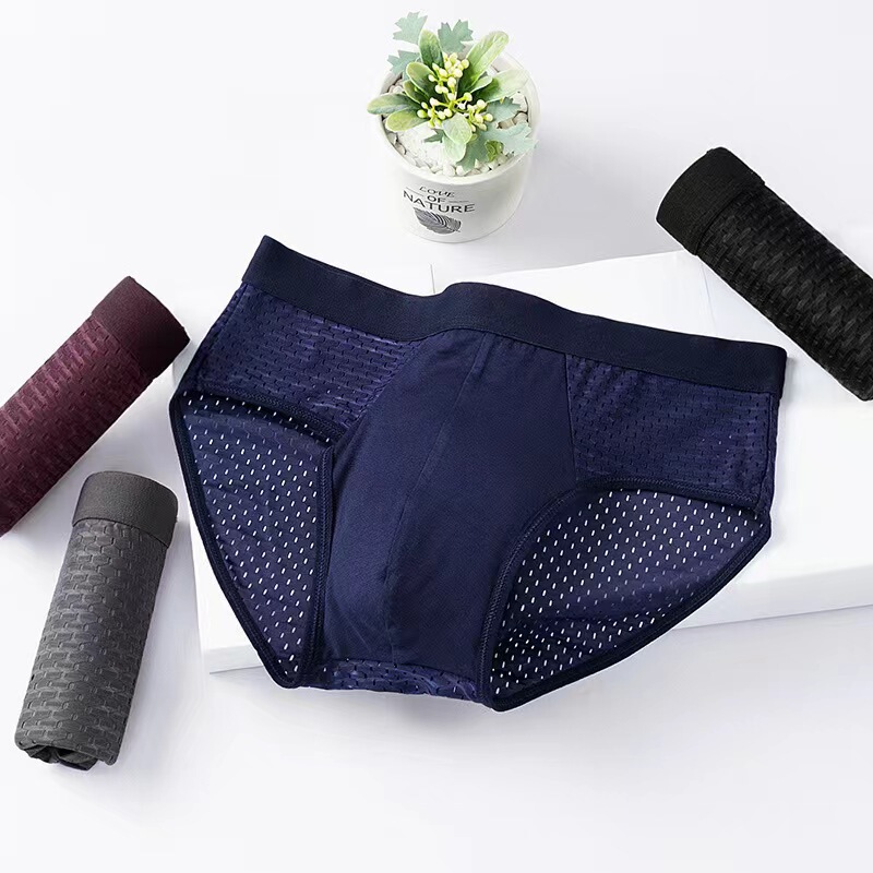 Quick-Drying Mesh Ice Silk Men's Briefs Modal Breathable Summer Underwear Trendy Sports Ice Feel