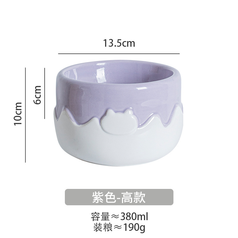 아이스크림 고양이얼굴밥그릇-보라색