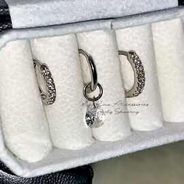 超仙十字架流苏耳圈耳扣超闪施家华子圆钻吊坠耳环高级感气质耳饰