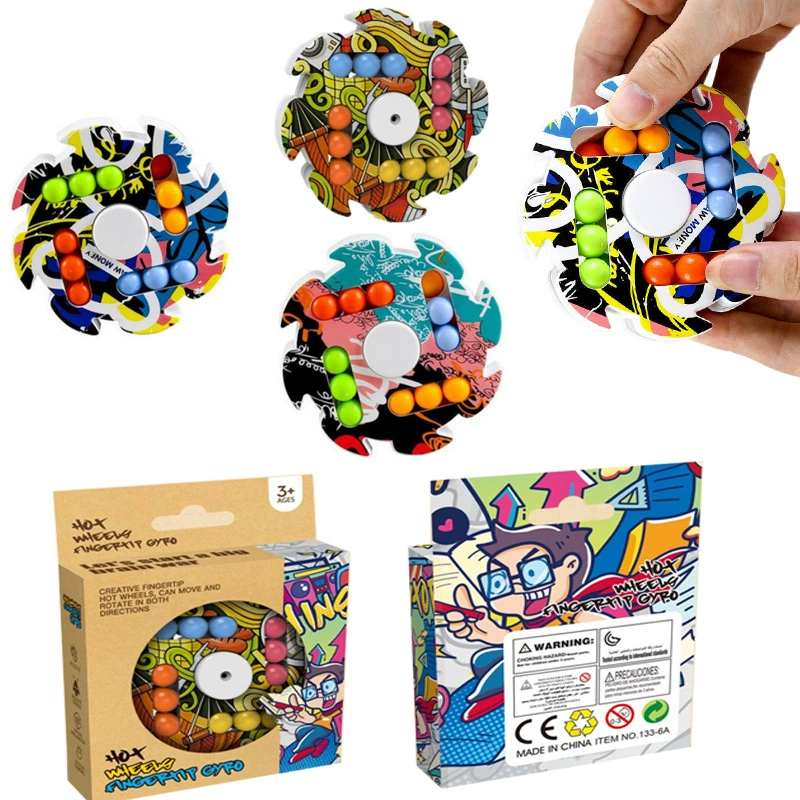 Трансграничное вращающееся граффити огненное колесо волшебный боб двухсторонний волшебный диск шарик палец гироскоп детская головоломка