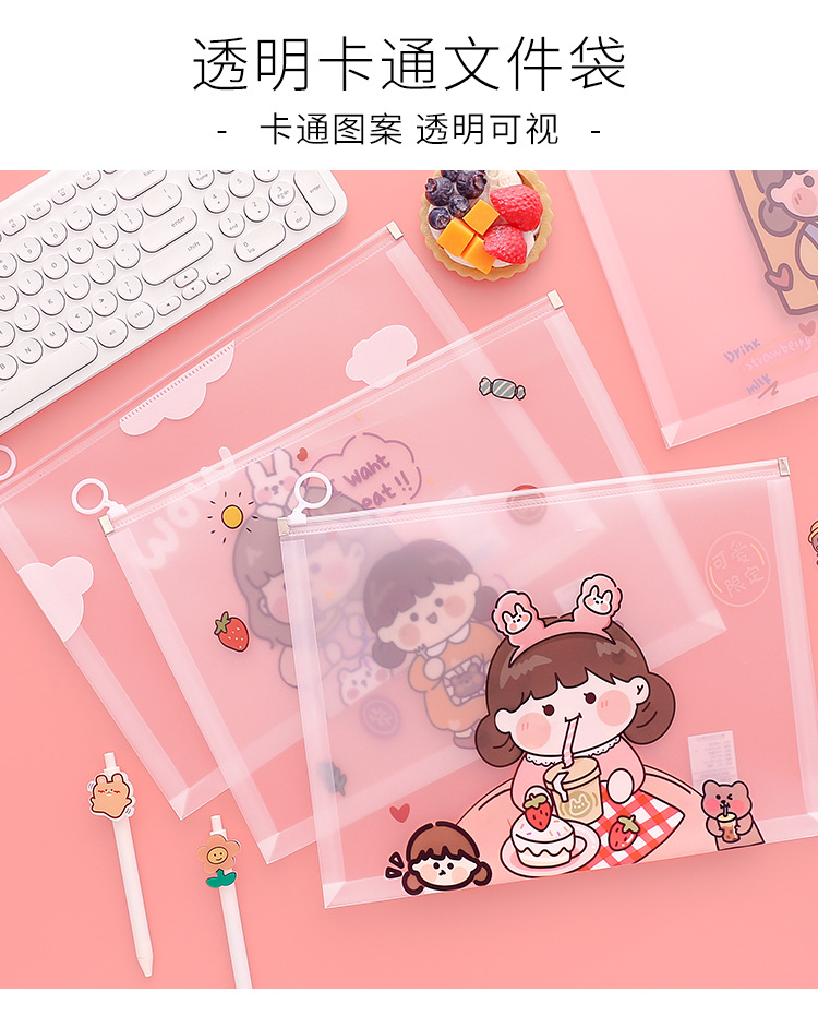 Cute Transparent Large Capacity Portable File Bag