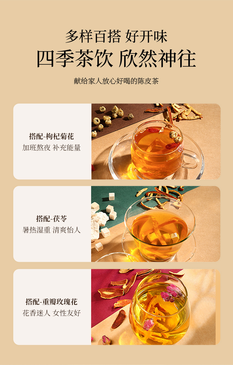 Dried Aged Tangerine Peel Chenpi Slices 100g Jar Guangdong Red Peel for Tea and Soup in use